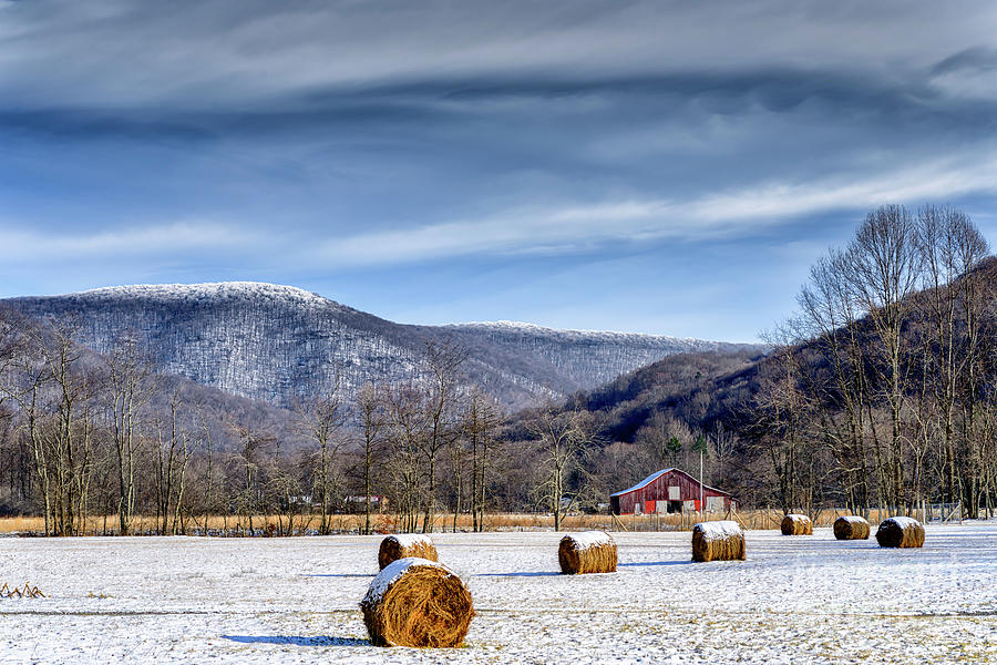 Snow Hay Bales and Barn Photograph by Thomas R Fletcher