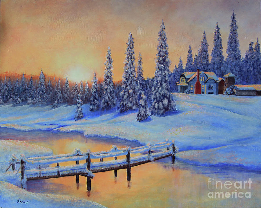 Snow Home Painting by Jeanette French