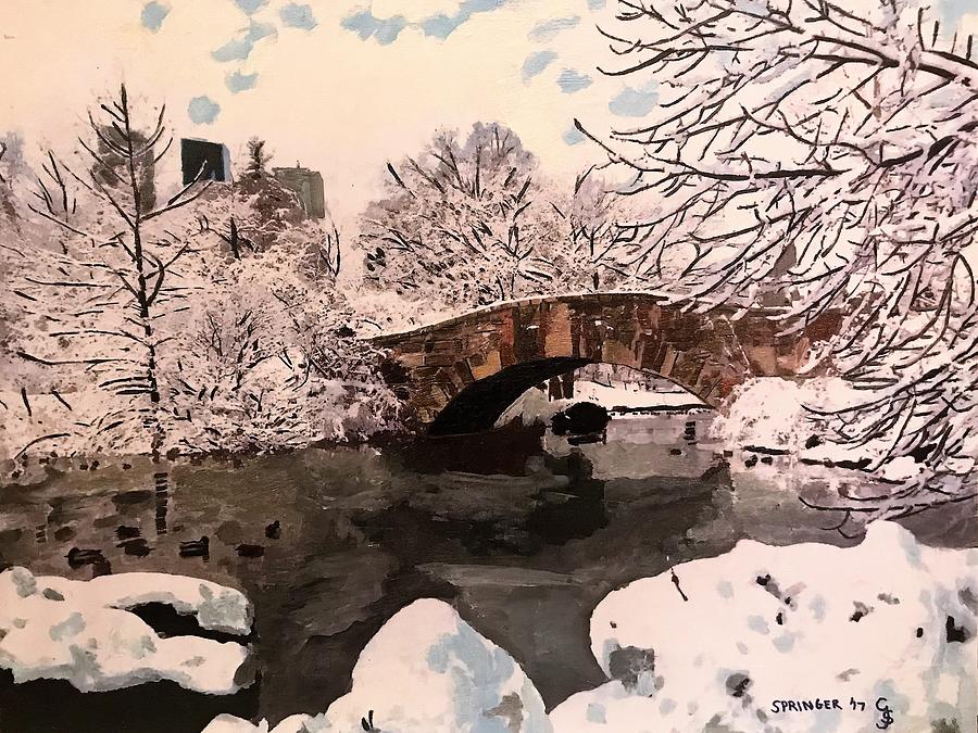 Snow in Central Park Painting by Gary Springer