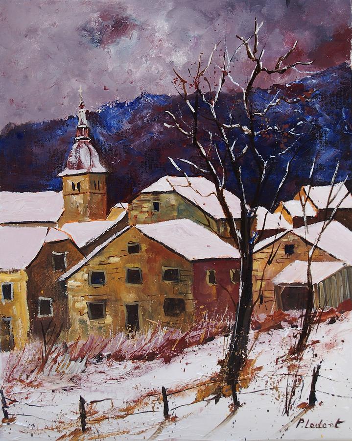 Winter Painting - Snow in Chassepierre  by Pol Ledent