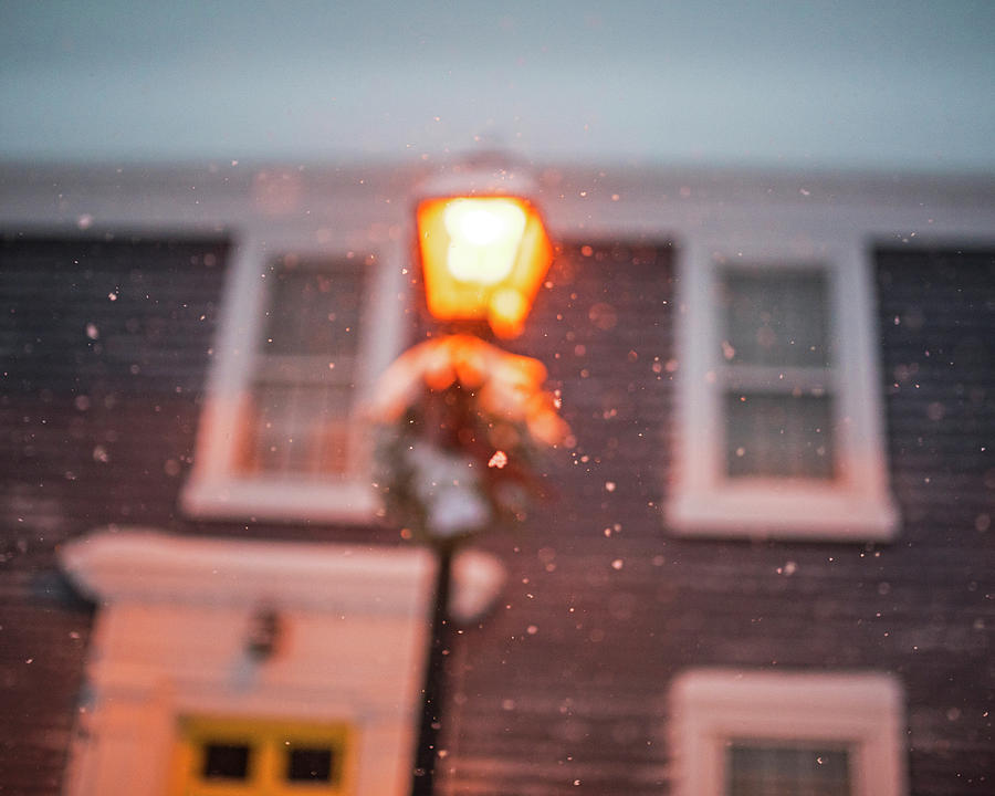 Snow in Focus Marblehead MA Street Light Snowstorm Photograph by Toby McGuire