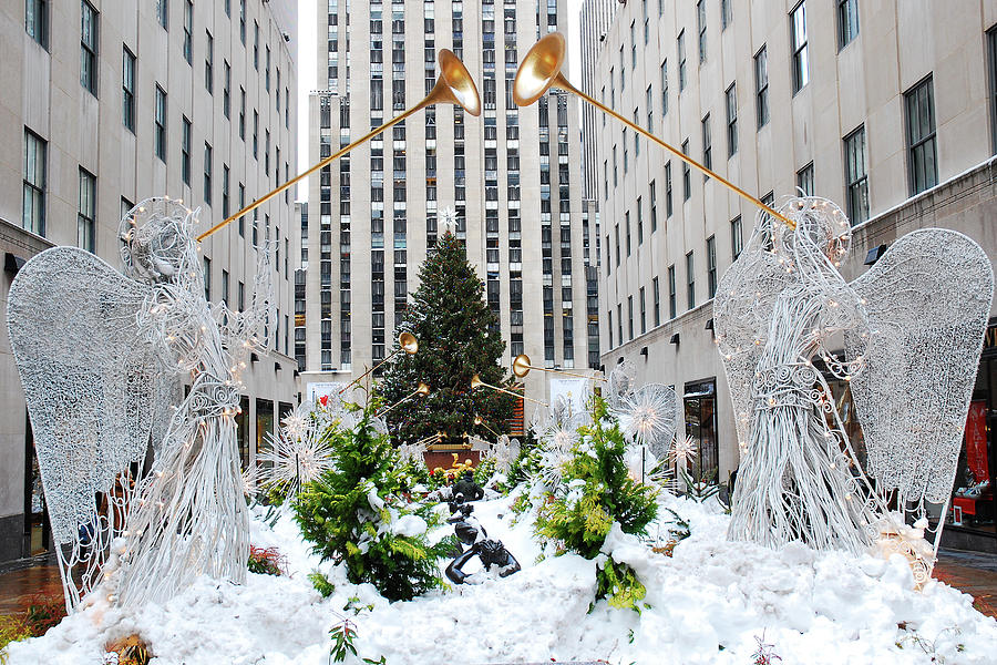 Snow in Rockefeller Center Photograph by James Kirkikis