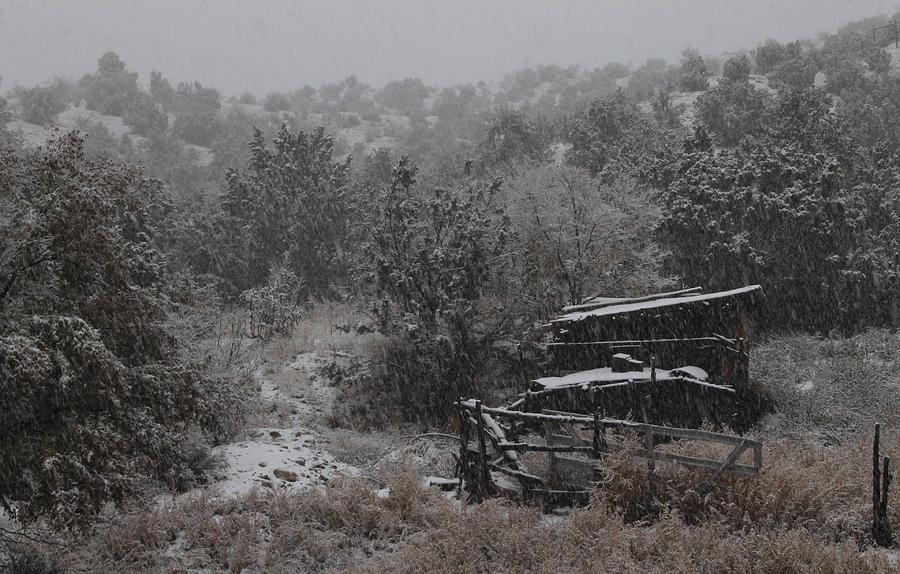 Snow in the Old Santa Fe Corral Photograph by Christopher J Kirby