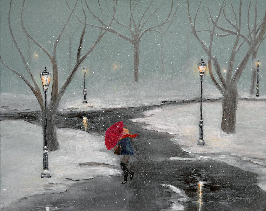 Snow In The Park Painting by Ken Figurski