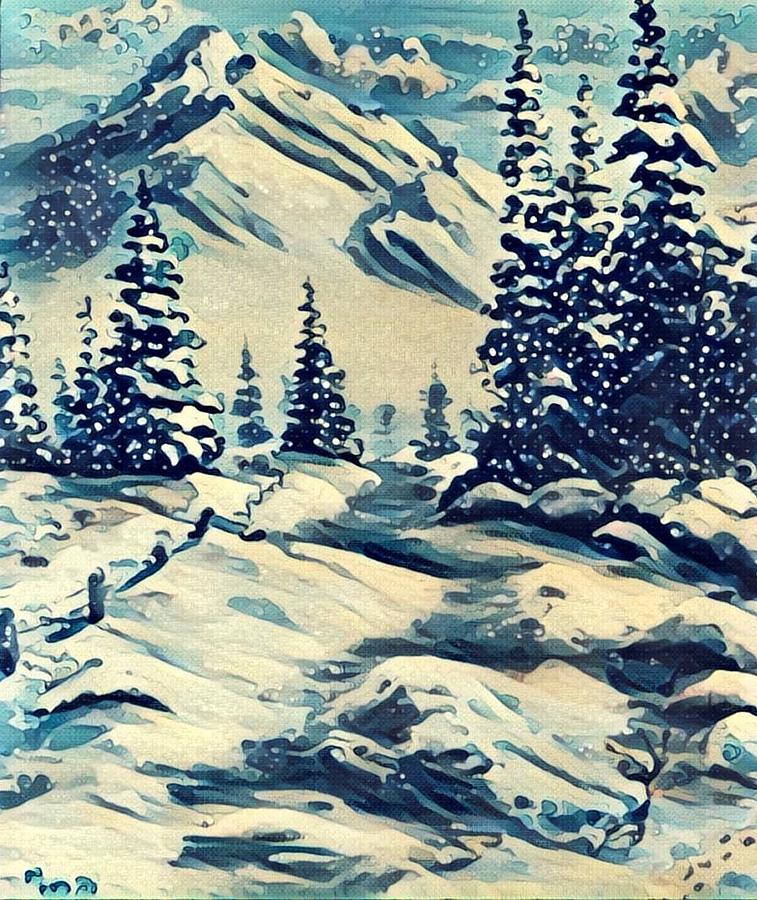 Snow in the valley Painting by Megan Walsh