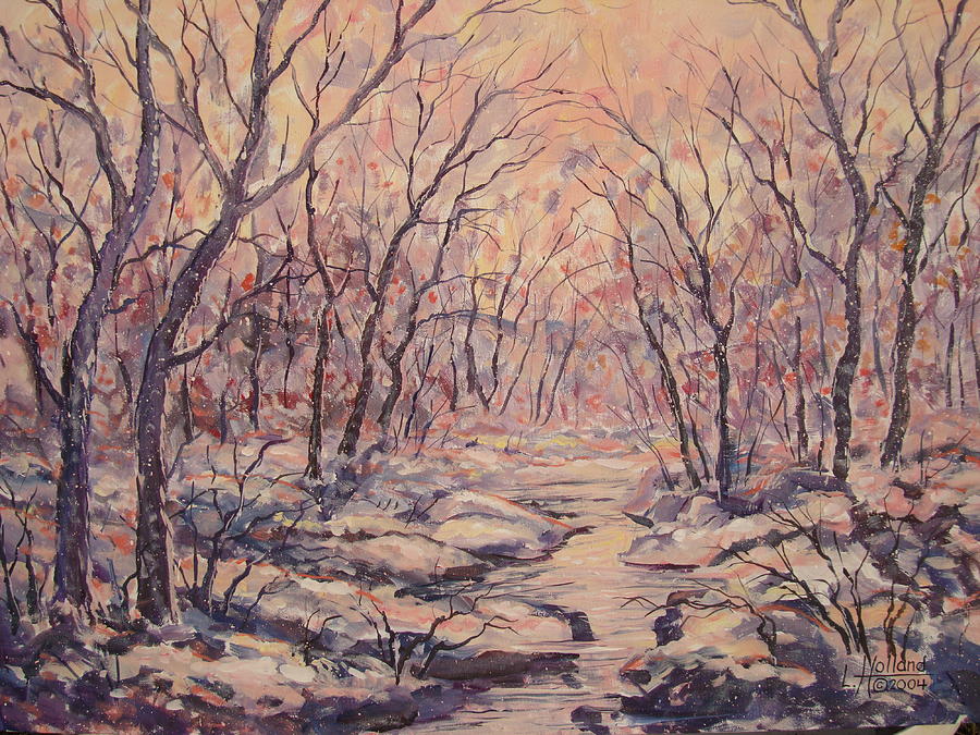 Snow In The Woods. Painting by Leonard Holland