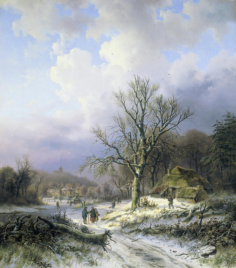 Snow Landscape Painting by Alexander Joseph Daiwaille