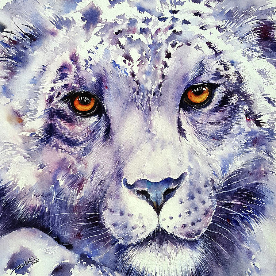 Snow Leopard Painting by Arti Chauhan