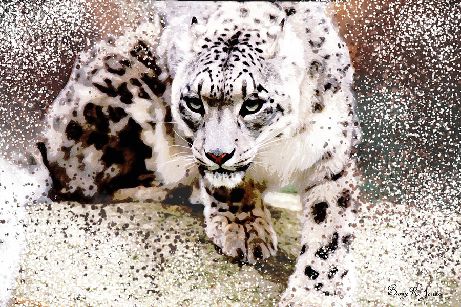 Snow Leopard Digital Art by Barry Jones