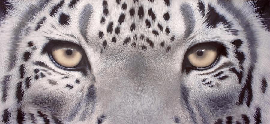 Snow Leopard Eyes Painting Painting by Rachel Stribbling