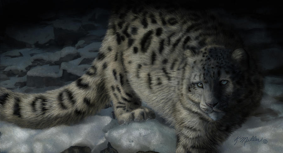 Snow Leopard Painting by Kathie Miller