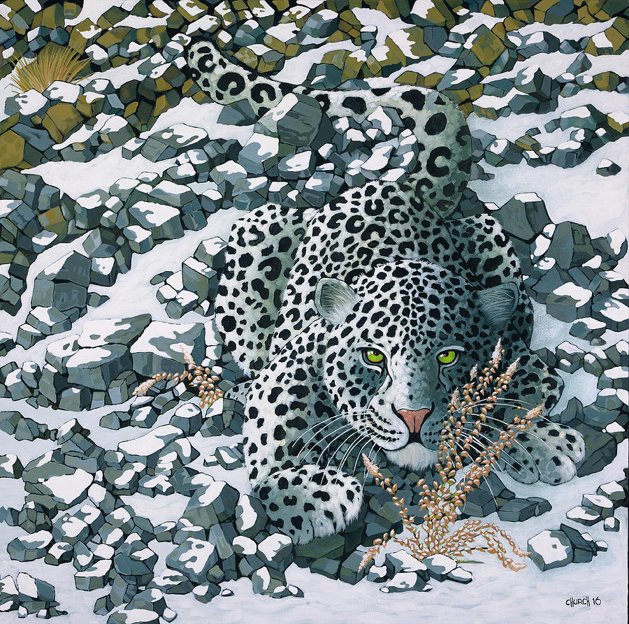 Animal Painting - Snow Leopard by Ken Church