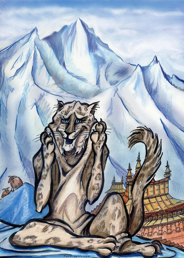 Snow Leopard Painting by Kevin Middleton