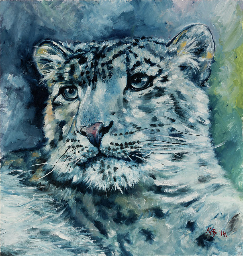 Snow leopard Painting by Kovacs Anna Brigitta
