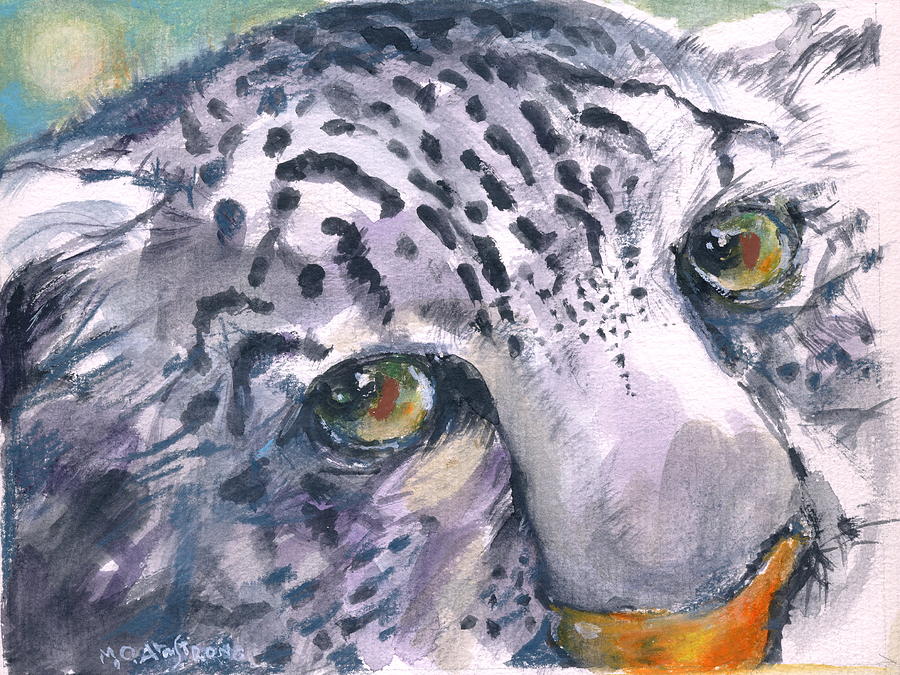 Snow Leopard Painting by Mary Armstrong