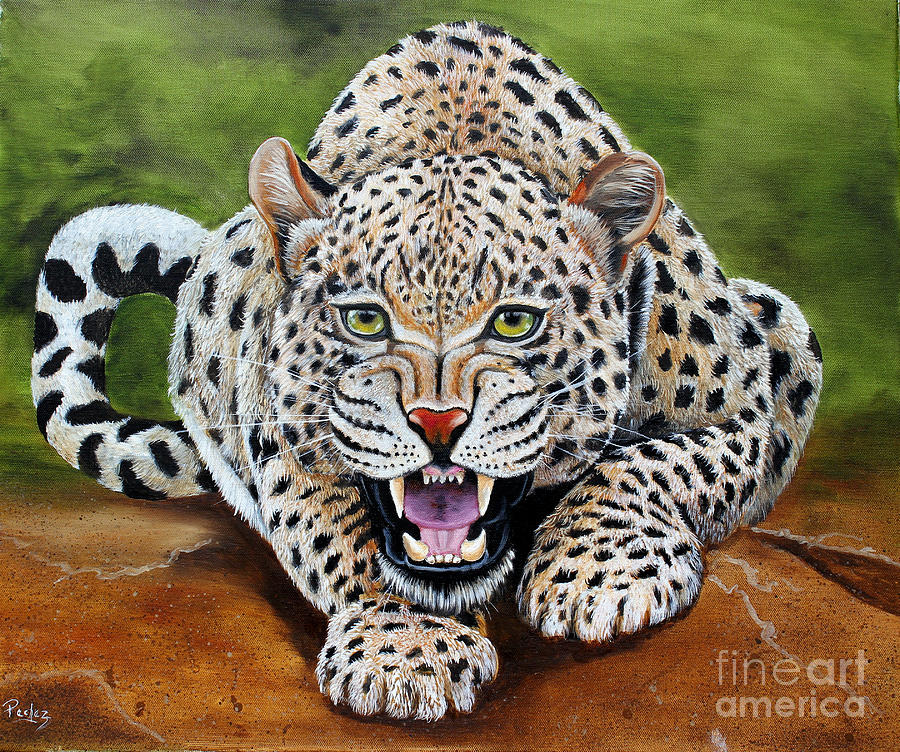 Snow Leopard Painting by Pechez Sepehri