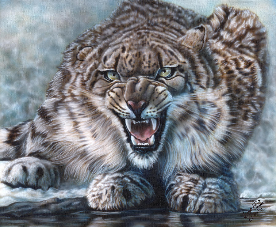 Snow Leopard Painting by Wayne Pruse