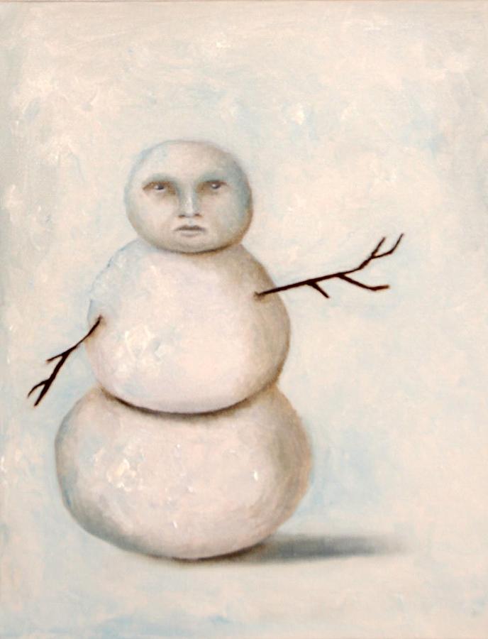 Winter Painting - Snow Man by Leah Saulnier The Painting Maniac