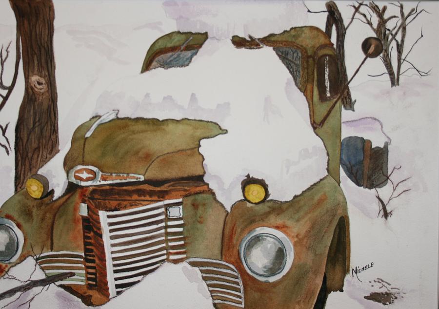 Snow Mobile Painting by Michele Turney