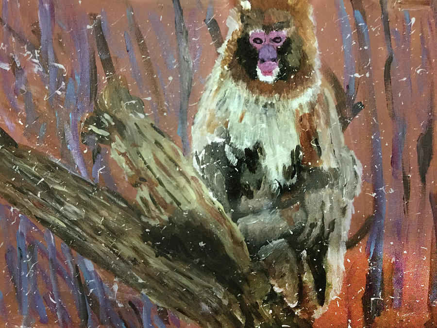 Snow Monkey Painting - Snow Monkey by Dennis Wilson