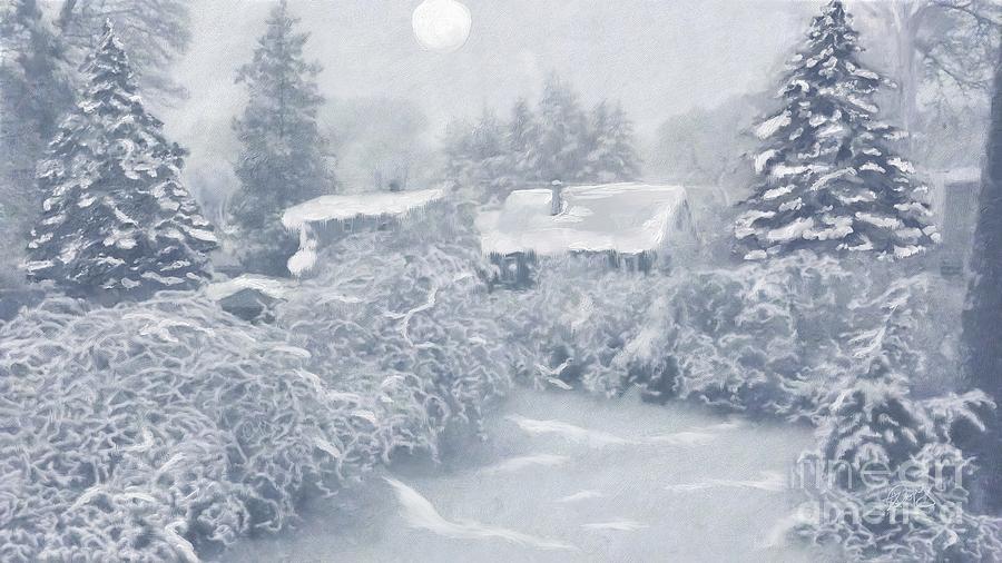 Snow Moon Painting by Roxy Riou