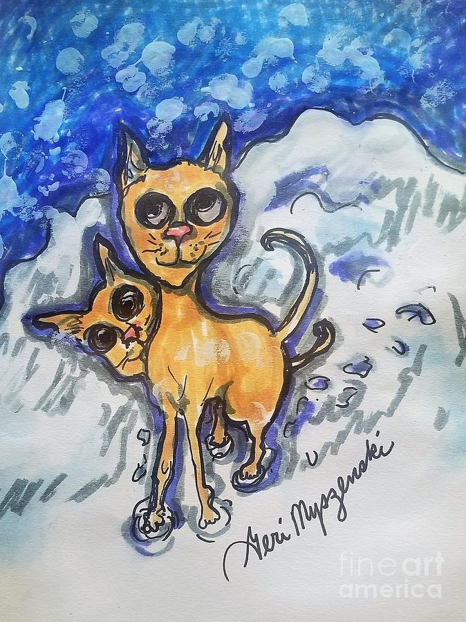 Mountain Mixed Media - Snow Mountain Cats  by Geraldine Myszenski