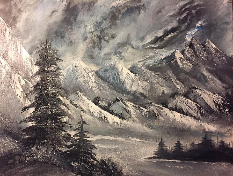 Dark Painting - Snow mountains by Mai Dinh