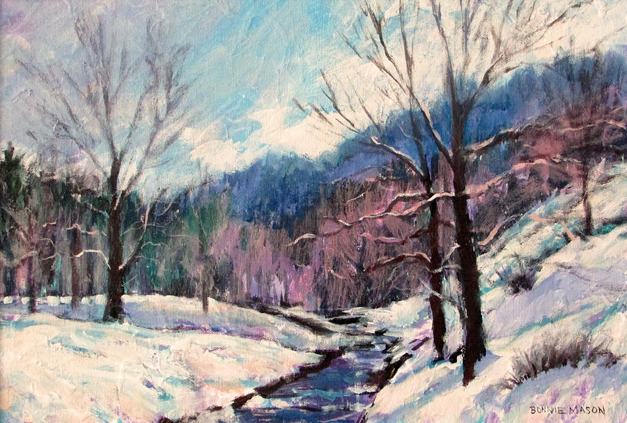 Snow on Goose Creek Painting by Bonnie Mason