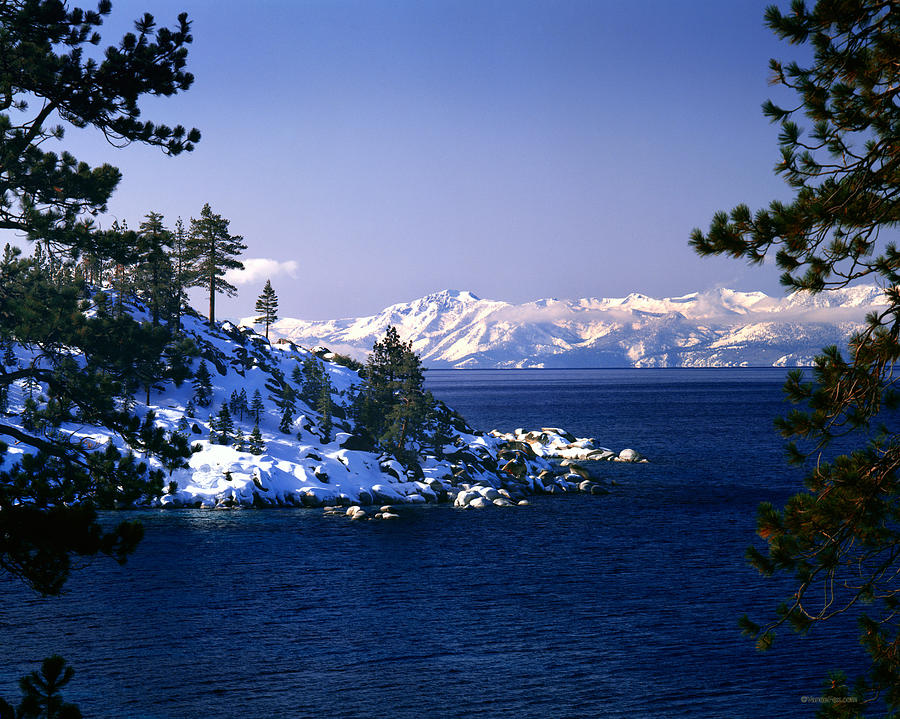 Mountain Photograph - Snow on Shoreline Lake Tahoe by Vance Fox