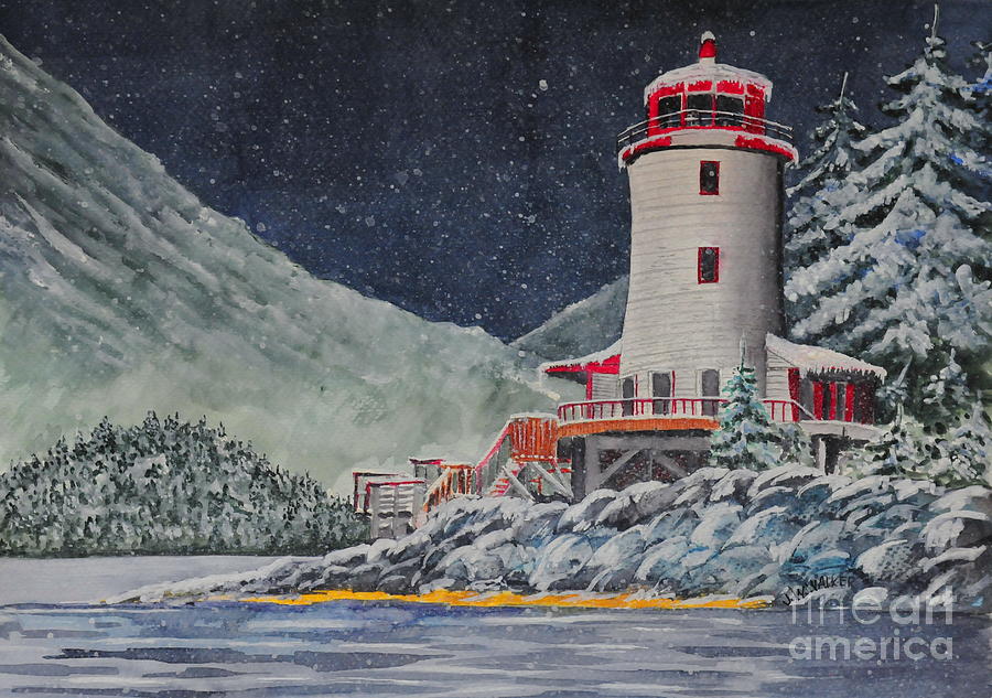 Snow on Sitka Sound Painting by John W Walker