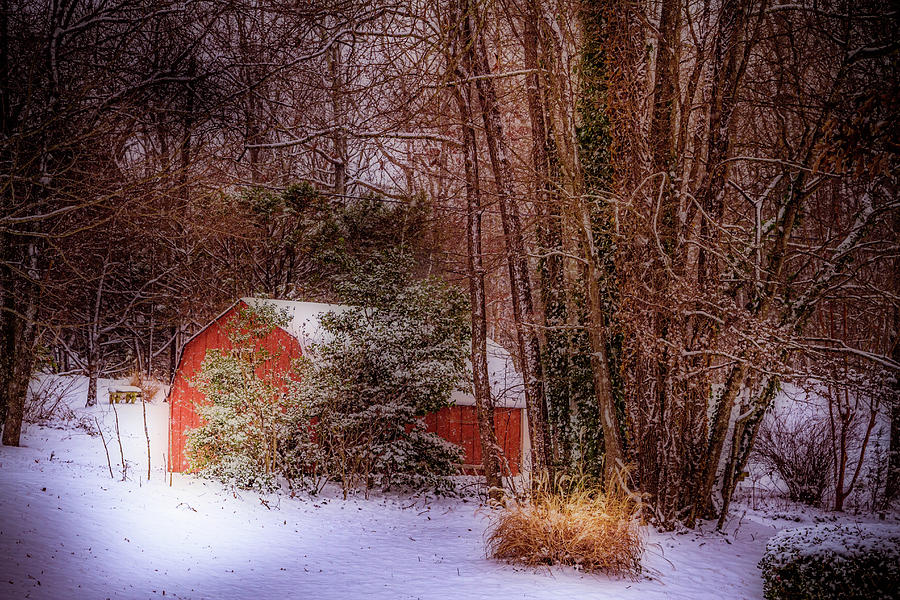 Snow on the Barn Photograph by Barry Jones