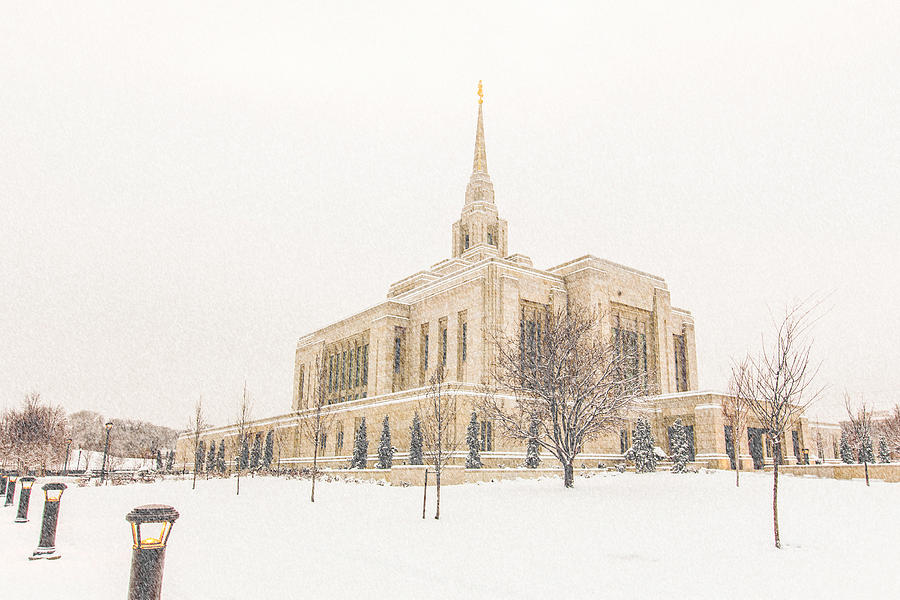 Snow on the Ogden Temple Photograph by Scott Law