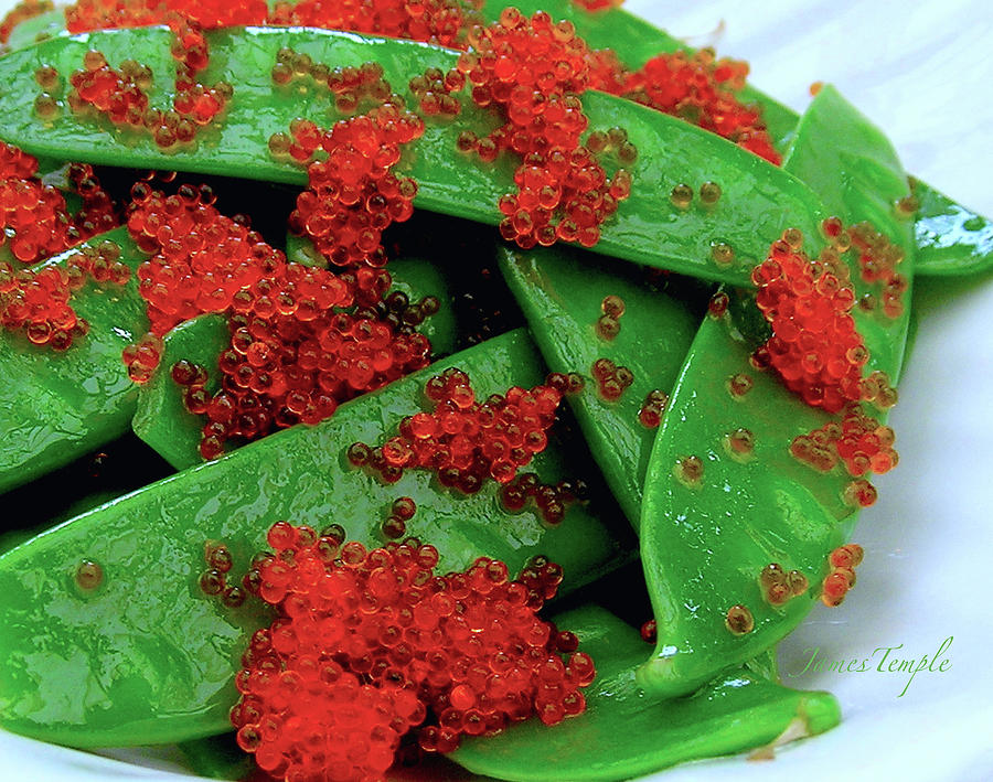 Snow Peas with Tobiko Photograph by James Temple