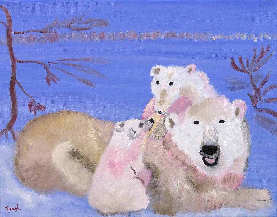 Frosty Polar Love Painting by Meryl Goudey
