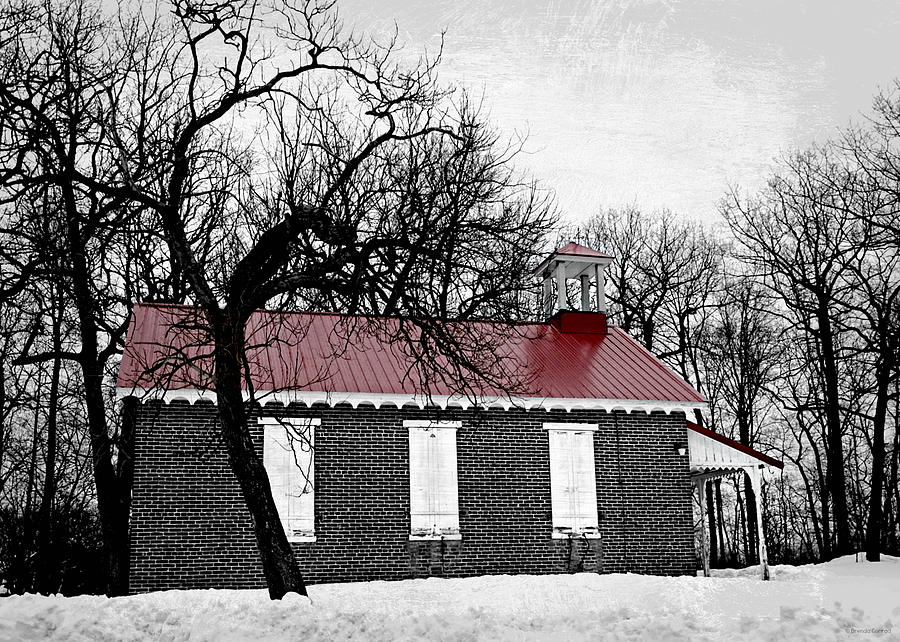 Black And White Photograph - Snow Red by Dark Whimsy