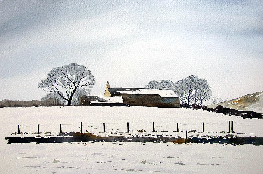 Winter Scene Painting - Snow Scene Barkisland by Paul Dene Marlor
