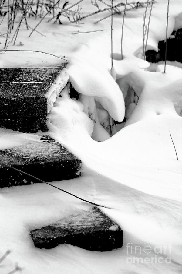 Snow Sculptures Black and White Photograph by Karen Adams