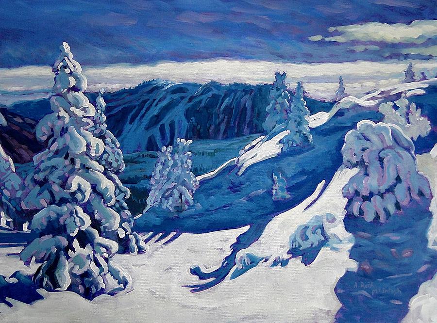 Winter Painting - Snow Shadows in Blue by Angela McIntosh