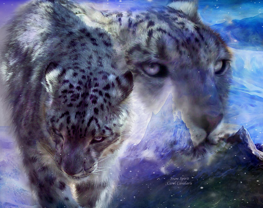 Leopard Mixed Media - Snow Spirit by Carol Cavalaris