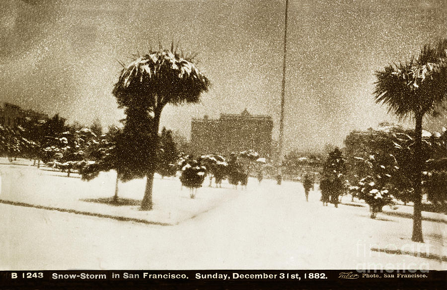 San Francisco Photograph - Snow-storm in San Francisco Sunday December 31 1882 I. W. Taber by Monterey County Historical Society