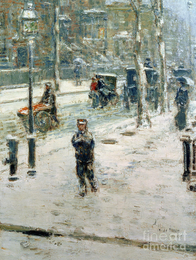 Snow Storm on Fifth Avenue Painting by Childe Hassam