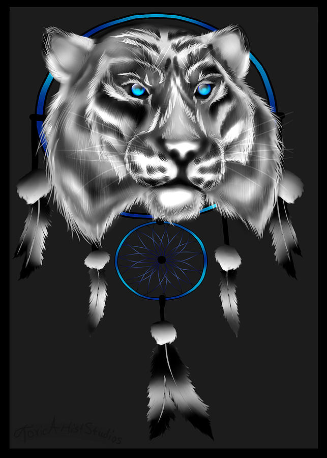 Snow tiger dream catcher Digital Art by ToxicArtistStudio Artist