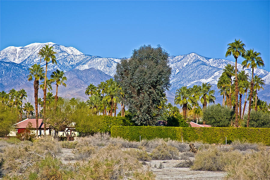 Snow-topped Mountains from Tahquitz Canyon Way in Palm Springs ...