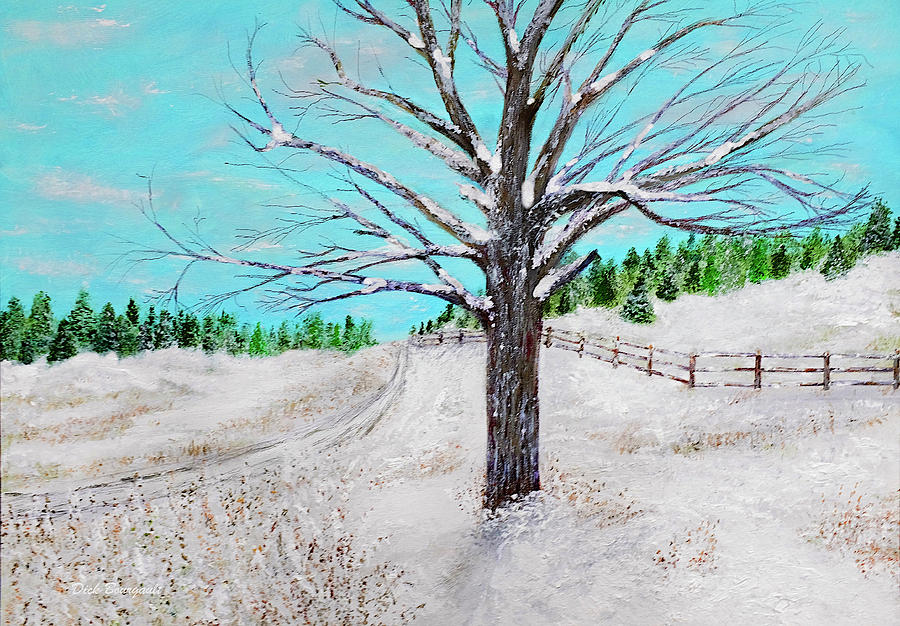Snow Tree Painting by Dick Bourgault