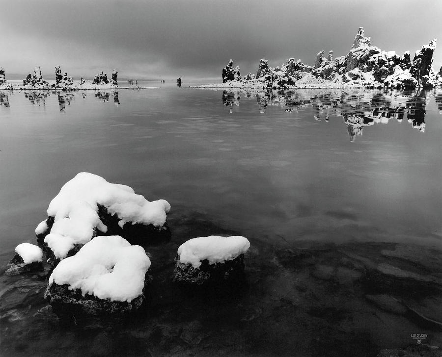 Snow, tufa - Mono Lake, California Photograph by Steve Ellison