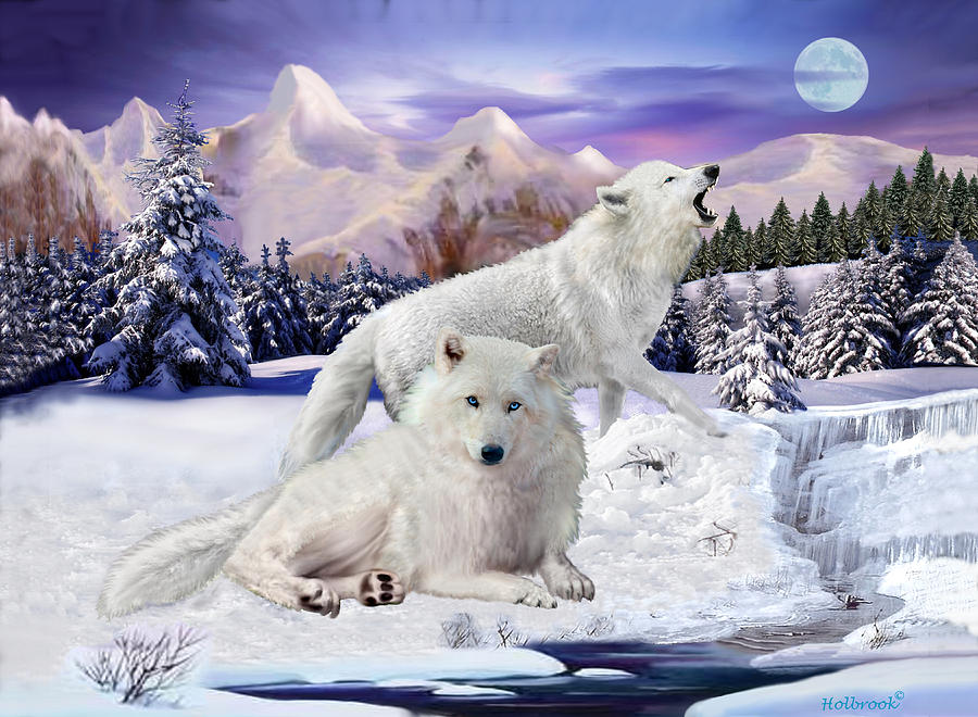 Snow Wolves Of The Wild Digital Art by Glenn Holbrook