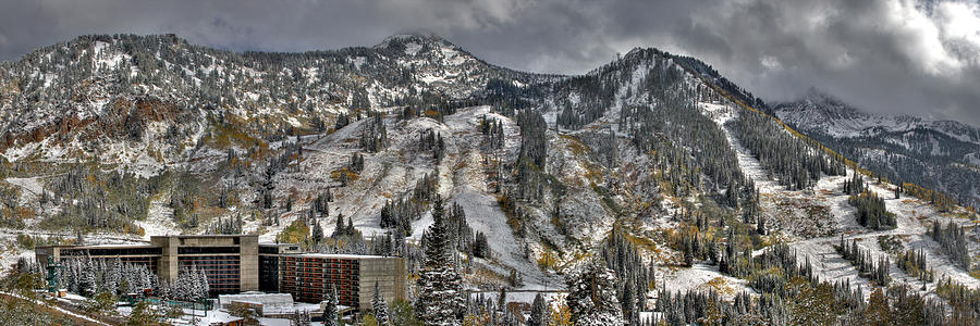 Snowbird Early Snow in Fall Panoramic Photograph by Brett Pelletier