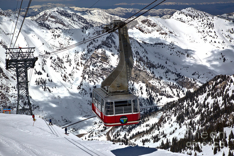 Snowbird Ski Resort Red Tram Car Photograph by Adam Jewell