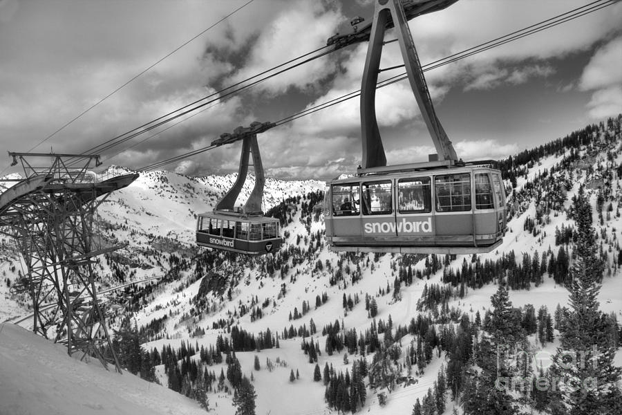 Snowbird Tram Cars Over Cirque Photograph by Adam Jewell