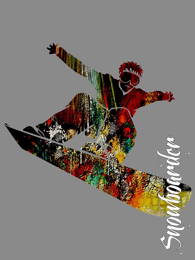 Winter Mixed Media - Snowboarder Collection by Marvin Blaine